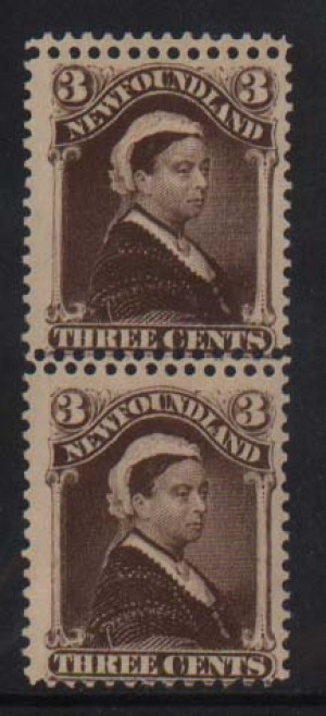 Newfoundland #51ii NH Mint Double Perforations Pair