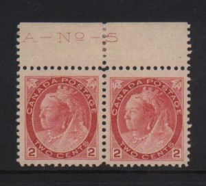 Canada #77 XF/NH Plate #5 Pair  **With Certificate**