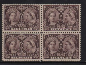 Canada #57 Mint Post Office Fresh Block **With Cert.**