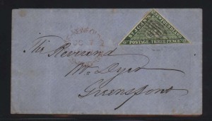 Newfoundland #3 VF On Cover To Greensport **With Certificate**