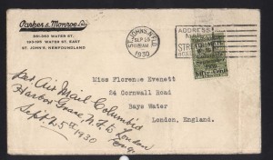 Newfoundland #C5 World Rarity Cover Used To UK