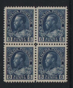 Canada #115 XF/NH Gem Block **With Certificate**