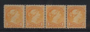 Canada #35ii VF/NH Strip Of Four  **With Certificate**