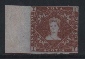 Nova Scotia #1 XF Mint Left Sheet Margin Example  **With Cert.**