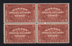 Canada #E5 XF/NH Block **With Certificate**