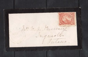 Canada #33 Used On Mourning Cover With Laid Paper **With Cert.**