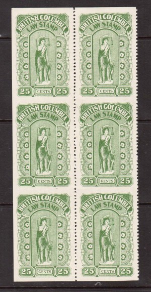 Van Dam #BCL23b XF Mint Imperf Between Block Of Six