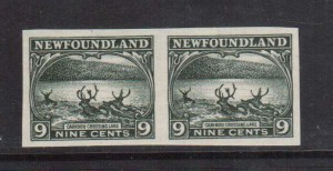 Newfoundland #138a XF Mint Imperforate Pair  **With Certificate**