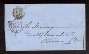 Canada #5 XF Used On Cover To Ottawa **With Cert.**