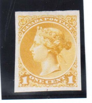 Canada #35e XF Essay In Bright Chrome Yellow On India Paper