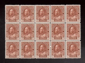Canada #114 & #114v NH Mint Block Of 15 **With Certificate**