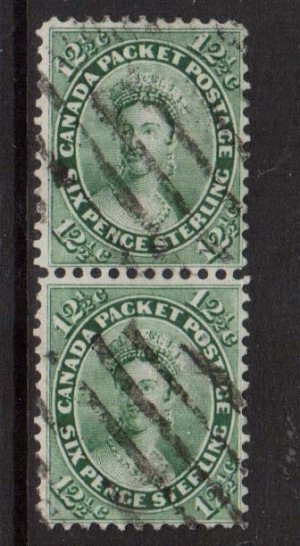 Canada #18 XF Used Showpiece Vertical Pair