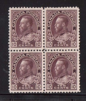 Canada #116 #116i XF Mint Block  **With Certificate**