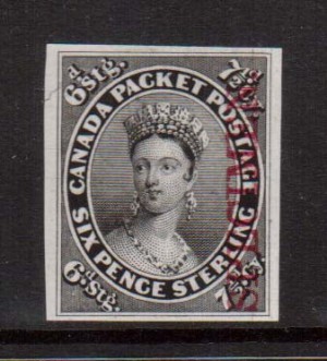 Canada #9TCi VF Mint Proof In Black On India Paper