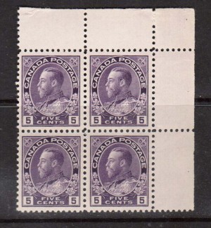 Canada #112 NH Mint Superb Corner Block Gem **With Certificate**