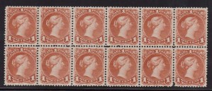 Canada #22b VF-XF Mint Block Of Twelve
