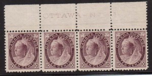 Canada #83 VF/NH Plate #1 Strip Of Four