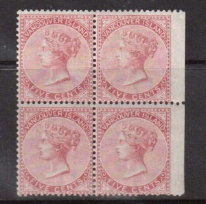 British Columbia #5 Mint Rare Block  **With Certificate**