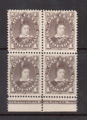 Newfoundland #42 XF Mint Plate Block