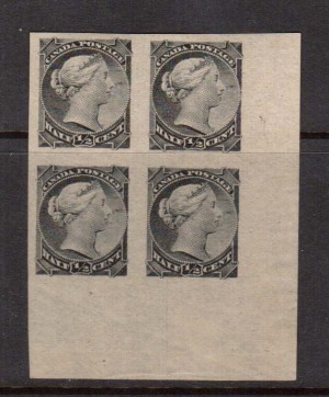 Canada #34a XF Mint Imperf Block **With Certificate**