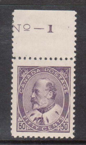 Canada #95 XF/NH Gem With Plate #1 Imprint **With Cert.**