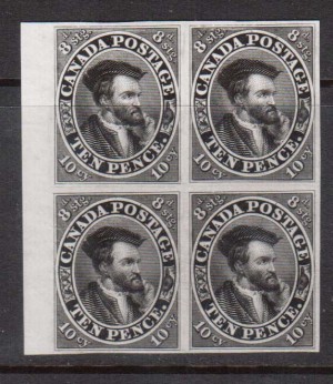 Canada #7TC XF Proof Block In Black On India Paper