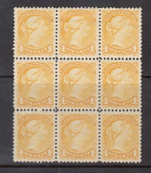 Canada #35vii XF/NH Block Of Nine **With Cert.**