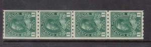 Canada #123 VF+/NH Coil Strip Of Four **With Certificate**