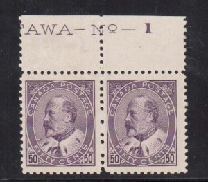 Canada #95 VF Mint Imprint Pair **With Certificate**