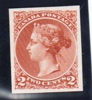 Canada #36e XF Essay In Orange Red On Card
