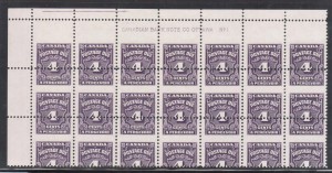 Canada #J17 VF/NH Dramatic Misperforated Plate Block Of 21