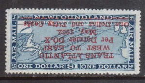 Newfoundland #C12a VF Mint Inverted Surcharge **With Cert.**