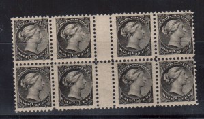 Canada #34iii VF/NH Gutter Block Of Eight