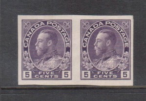 Canada #112b XF Mint Imperf Pair **With Certificate**