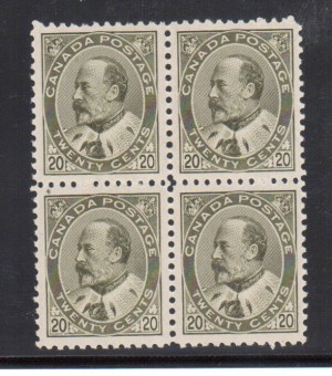 Canada #94 XF Mint Block **With Certificate**