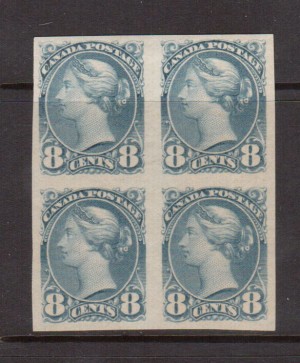 Canada #44d XF Mint Imperf Block **With Certificate**