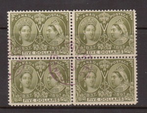 Canada #65 VF Used Block With Lovely Winnipeg Magenta CDS Cancels