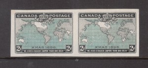 Canada #86iv XF Mint Imperf Pair With Red Omitted