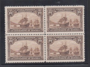 Canada #103 XF/NH Mint Block **With Certificate**