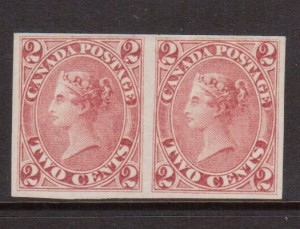 Canada #20b XF Mint Imperf Pair **With Certificate**