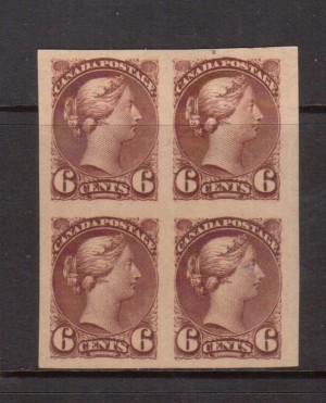 Canada #43b XF Mint Imperf Block **With Certificate**