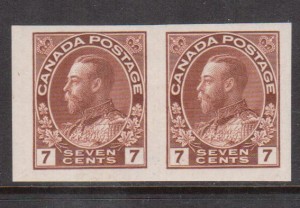 Canada #114a XF Mint Imperf Pair
