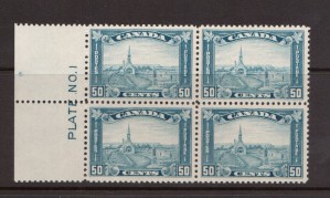 Canada #176 XF/NH Plate #1 Left Margin Block **With Certificate**
