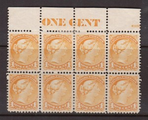 Canada #35d XF Mint Plate Block Of Eight **With Certificate**