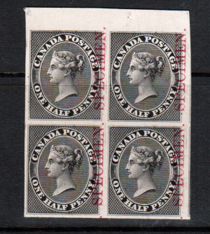Canada #8TCii XF Proof Block In Black India Paper On Card