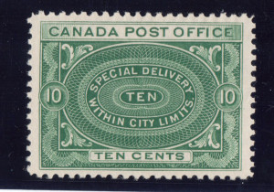 Canada #E1 XF/NH Gem **With Certificate**