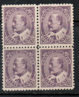 Canada #95 XF Mint Block **With Certificate**
