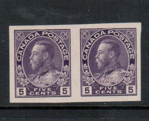 Canada #112b XF/NH Imperf Pair **With Certificate**
