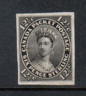 Canada #18TCix VF Plate Proof In Black On India Paper