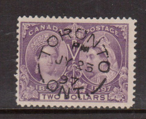 Canada #62 Used With Superb July 23 1897 CDS Cancel **With Cert.**